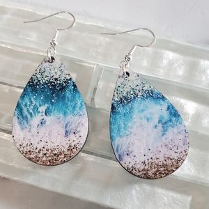 Ocean Waves Teardrop Earrings